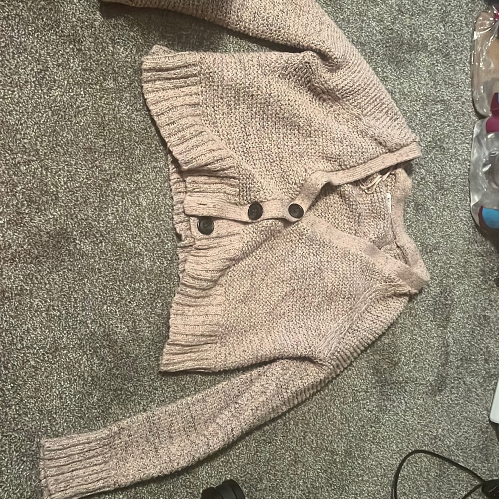 Pink and black sweater button down crop top from American Eagle